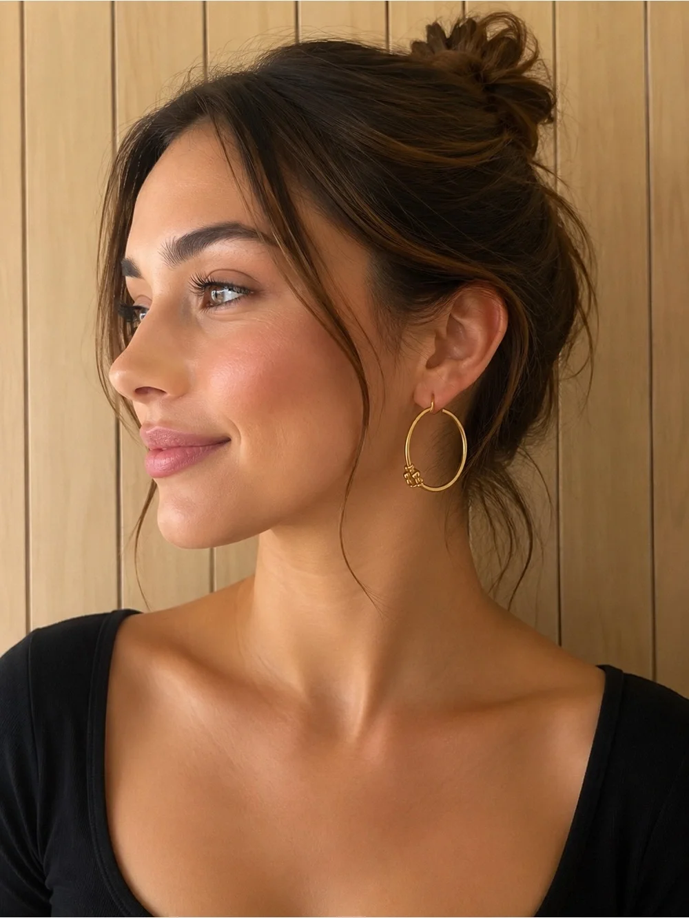 Gold Tory Burch logo hoop earrings